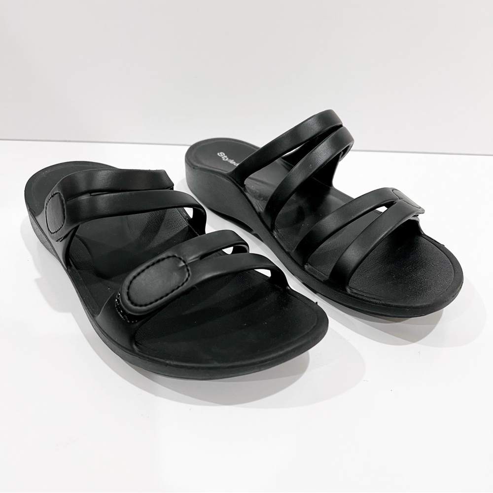 Style & Co Jessaa Double Band Slide Sandals EVA Adjustable Strap Black 9 NEW - Picture 4 of 10